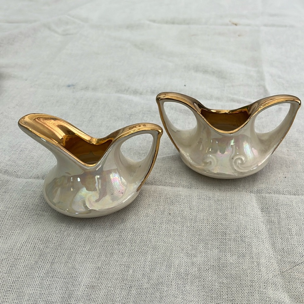 Vintage Luster Ware Mini Cream & Sugar Set